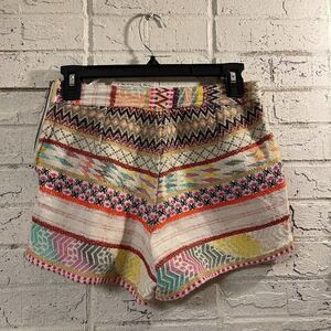 Quinn Woven Multicolor Boho Festival Shorts Small